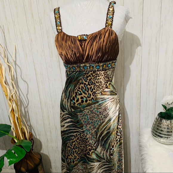 Dave & Johnny Animal Print Heavily Beaded Size 8 - Picture 3 of 8